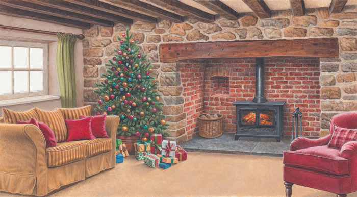 Un cálido y acogedor ambiente navideño en el salón
