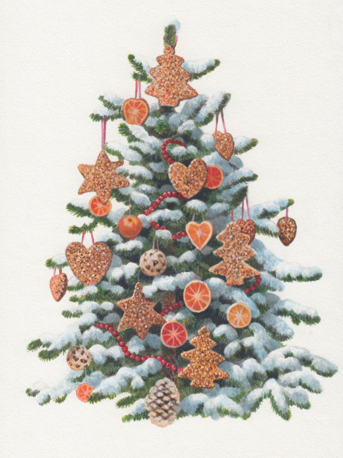 Acrylic painting of Christmas tree decoration