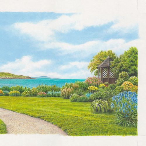 A natural seaside garden painting