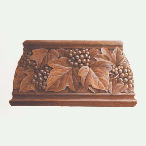 Andrew Hutchinson carved wooden snow globe base with grapevine leaves
