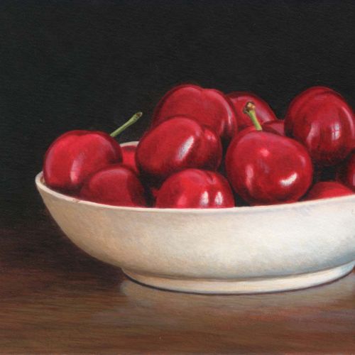 Porcelain bowl of cherries, Food Images © Andrew Hutchinson