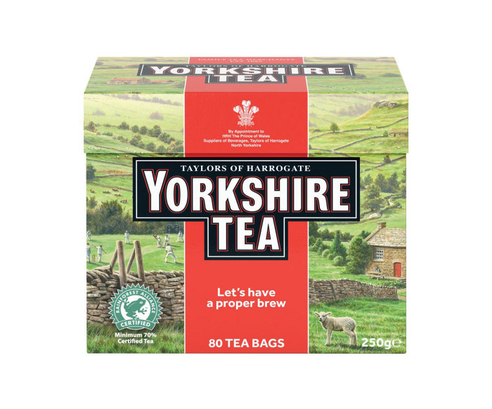 Ilustração de embalagem da linha de chá Yorkshire