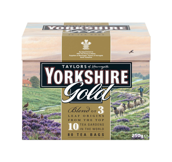 Étiquetage pour Yorkshire Gold par Taylors of Harrogate