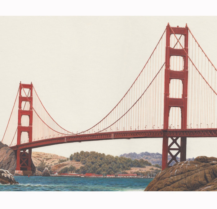 Golden Gate Bridge, shown realistically