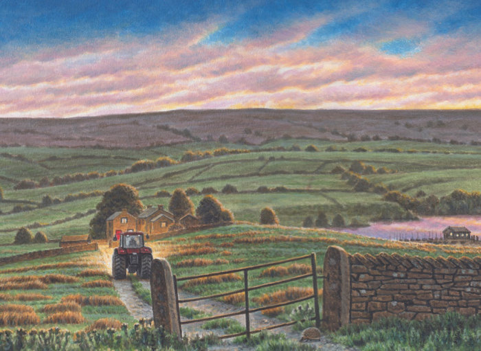 Ilustración de la naturaleza de las granjas de té de Yorkshire