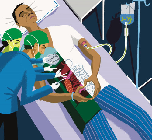 Coronavirus infected man in hospital