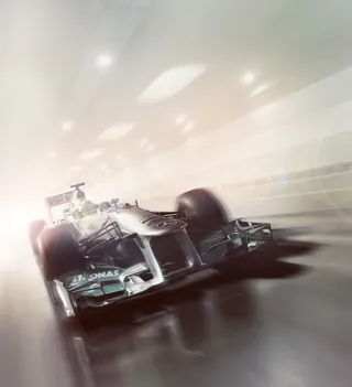 Formula 1 race car speeding through tunnel by Andriy Vynogradov