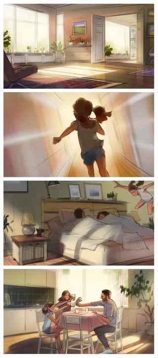 Cozy family home scenes showing daily life and warm interactions by Andriy Vynogradov