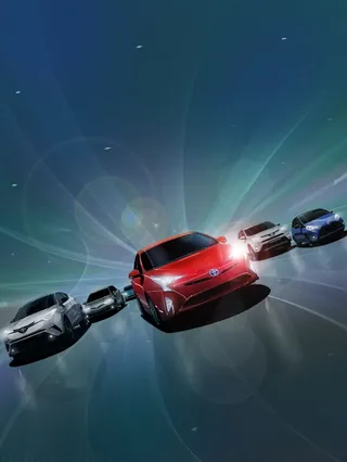 Electric cars driving at night with glowing light effects by Andriy Vynogradov