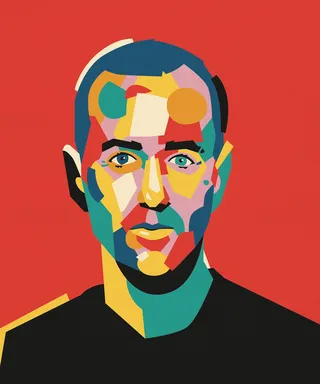 Graphic portrait of colorful man