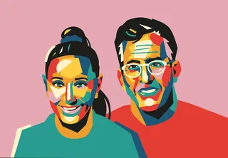 Graphic portrait of colorful couple