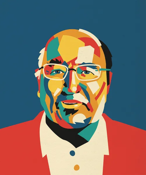 Graphic colorful portrait of old man