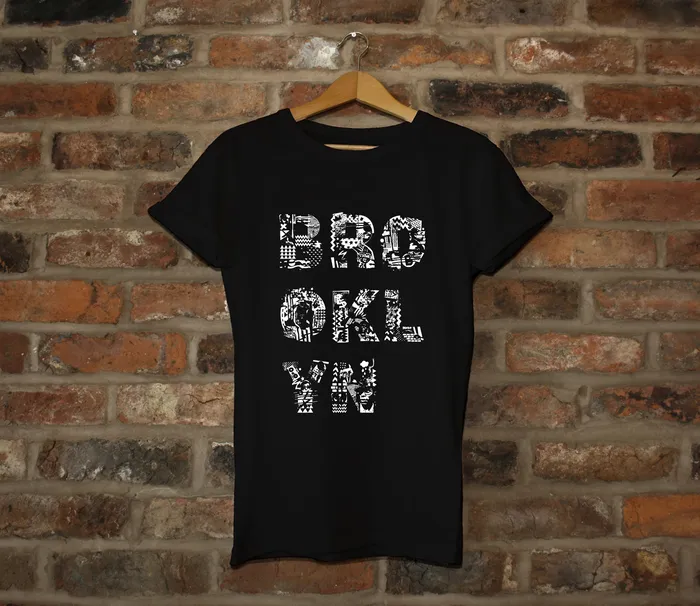 Lettering on Black tshirt Brooklyn
