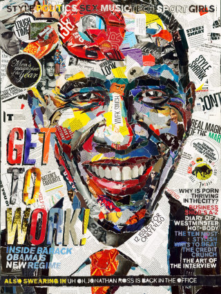 Arte en papel del retrato de Obama.