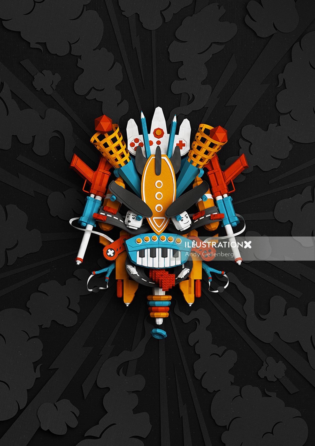 Colorful Design of game mask by Andy Gellenberg