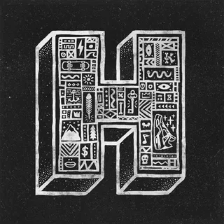 Lettering alphabet H
