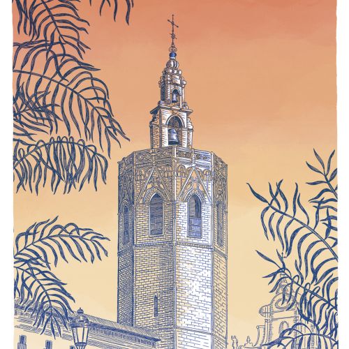 Illustration of Torre del Miguelete by Angela Salerno