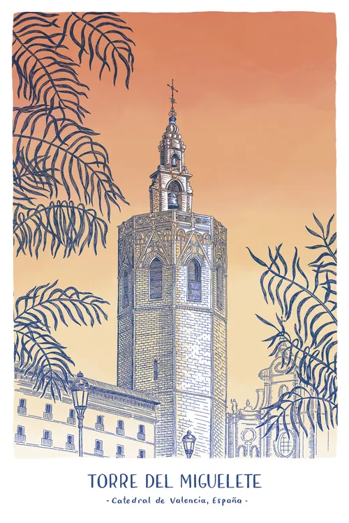 Illustration of Torre del Miguelete by Angela Salerno