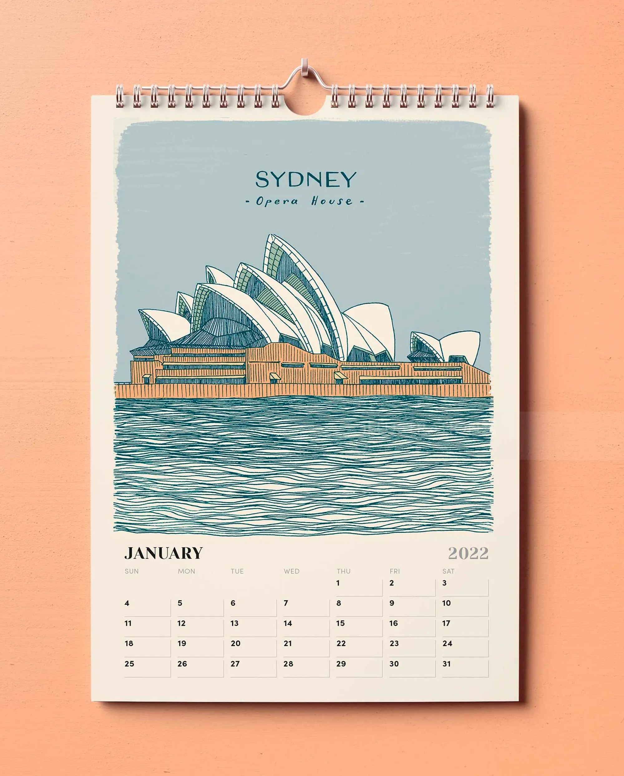 Sydney Opera House calendar illustration by Angela Salerno