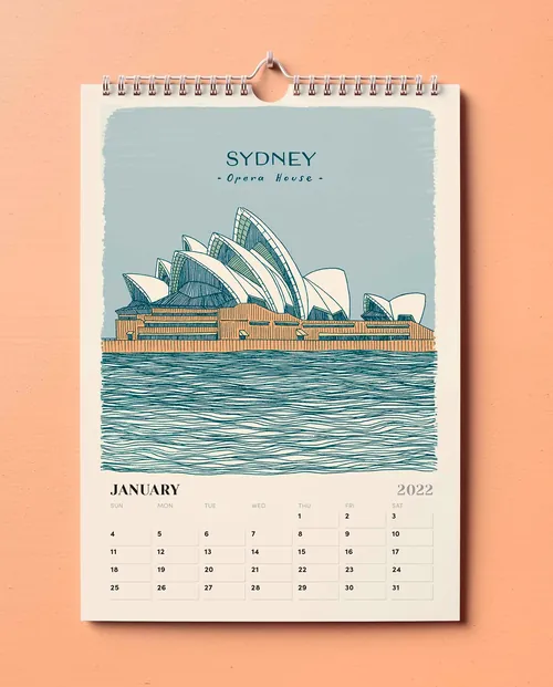 Sydney Opera House calendar illustration by Angela Salerno
