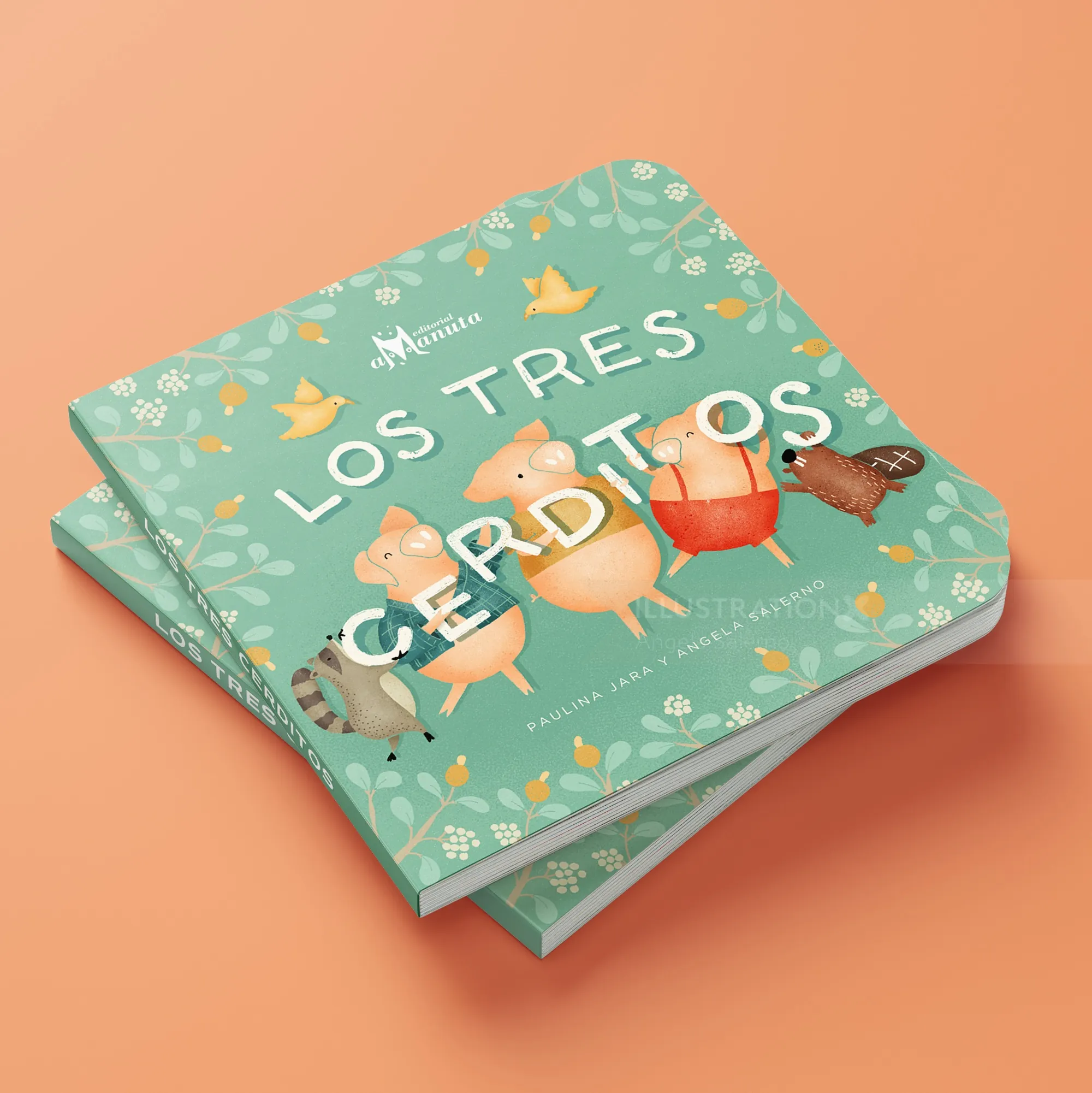 安吉拉·萨莱诺 (Angela Salerno) 的《Los tres cerditos》儿童书籍插图