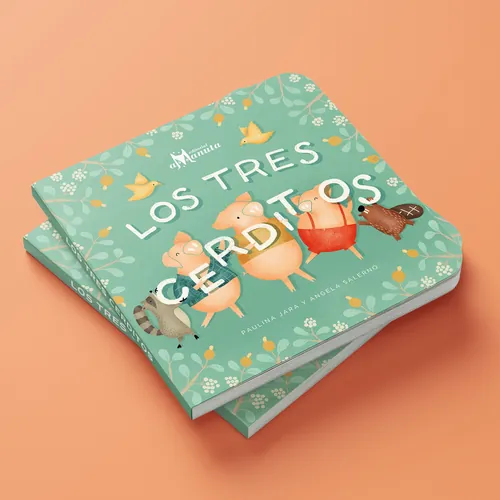 Illustration du livre pour enfants de Los tres cerditos par Angela Salerno