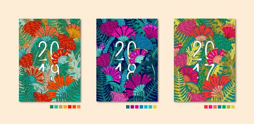 Angela Salerno's three colorful tropical floral agenda covers