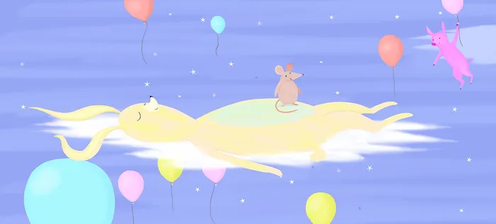 calm, bunny, clouds, sleeping