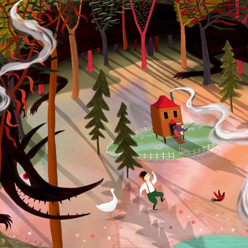 Peter and the Wolf, forest, woods, duck, bird, wolf, fairytale