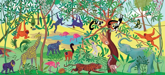 Wild animals illustration for Chester Zoo main shop interior