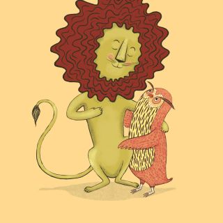 Lovely lion & owl characters