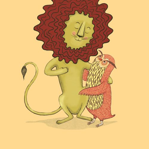 Lovely lion & owl characters