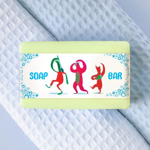 Whimsical baby soap bar label & box design