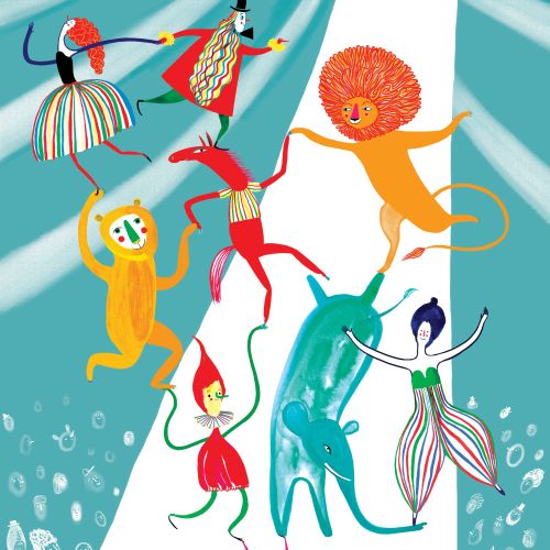 Children's fantasy art featuring circus skills