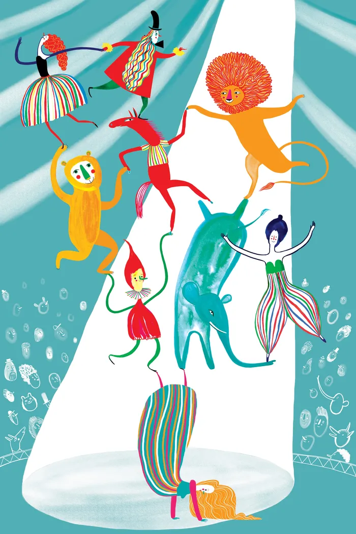 Children's fantasy art featuring circus skills