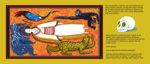 Illustration of Lady Xia surrounded by animals and a dragon by Anne Wilson