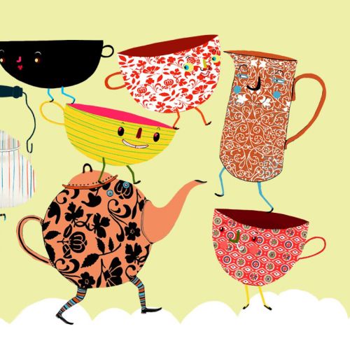 An illustration of cup characters