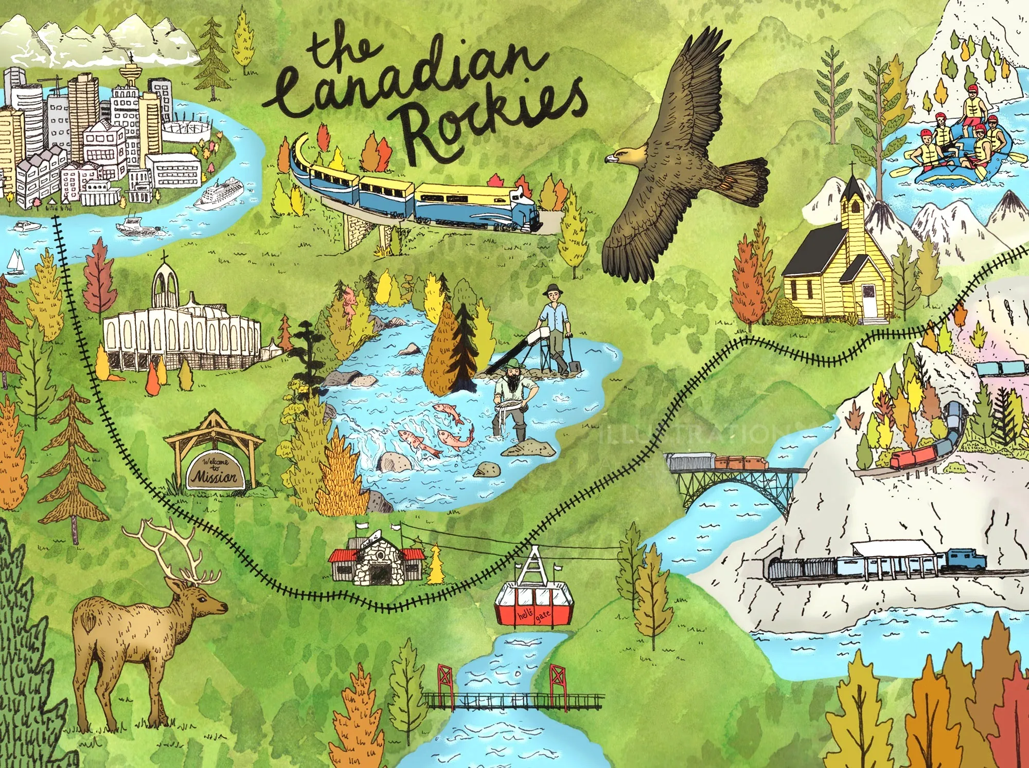 Children’s travel fold-out of Canadian Rockies for Lonely Planet