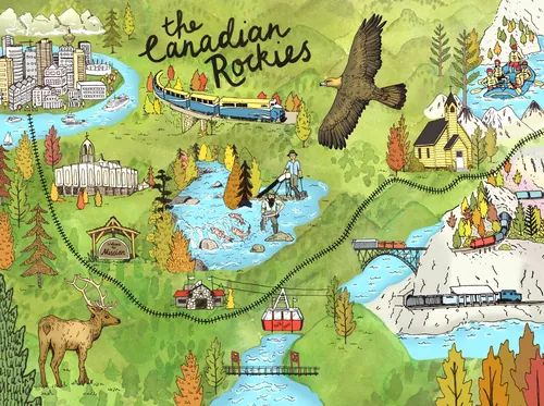 Children’s travel fold-out of Canadian Rockies for Lonely Planet