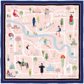 Ilustración de mapa en pañuelo de seda para Talbot&#39;s