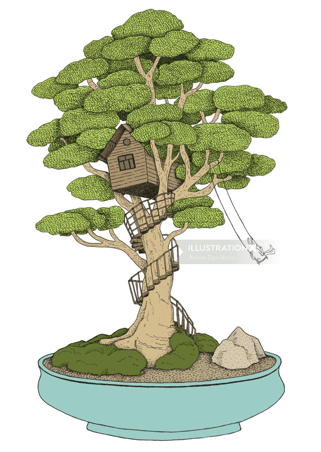 アニーデビッドソンによるツリーハウスの絵