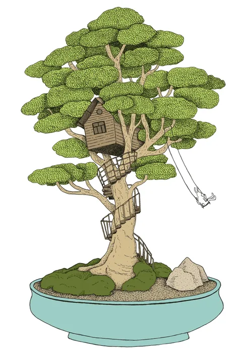 Tree house painting by Annie Davidson 