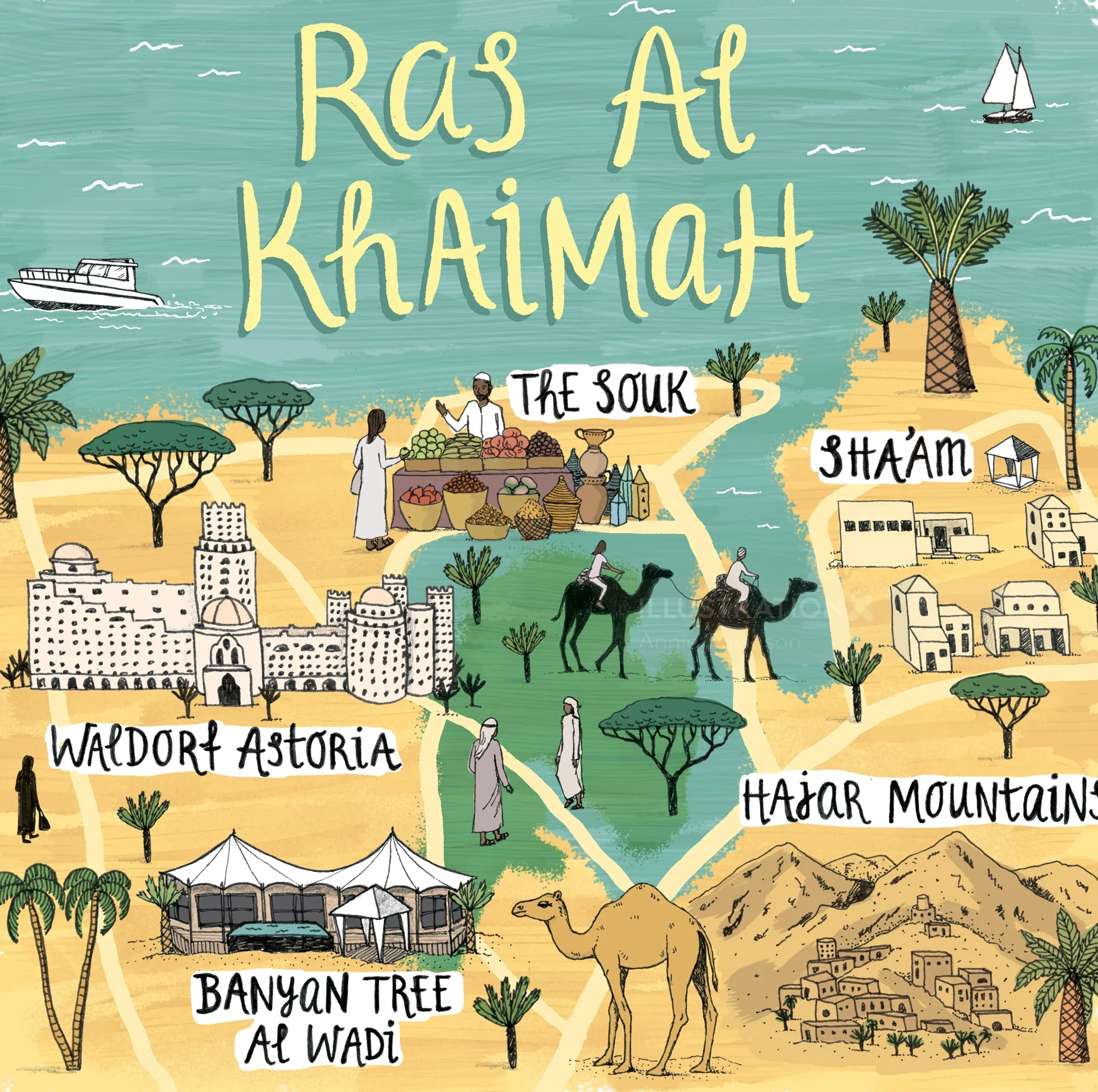 Editorial map of Ras Al Khaimah for Jamie Oliver publication