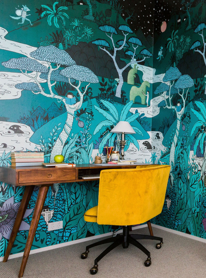 Mural art of wallpaper design by Annie Davidson