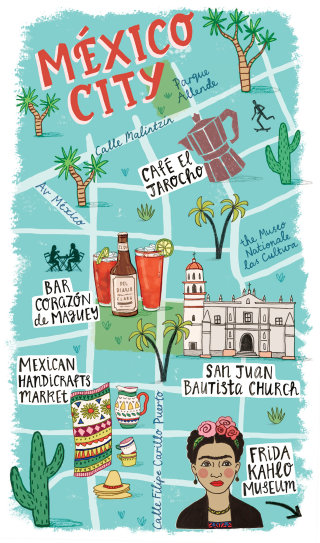 Dibujo del mapa de la Ciudad de México por Annie Davidson