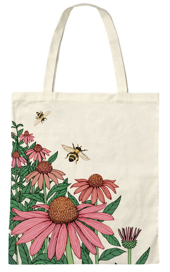 Botanic Gardens tote bag with cone flowers