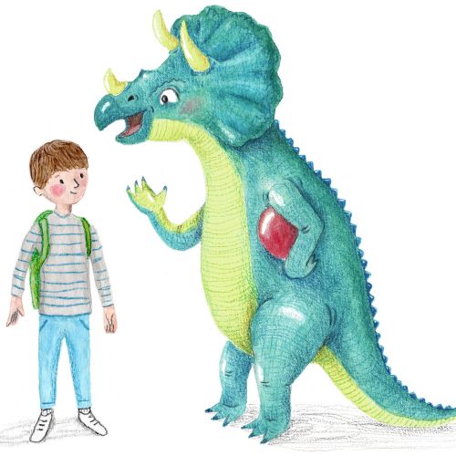 Character creation of a dinosaur & boy for a kid's book