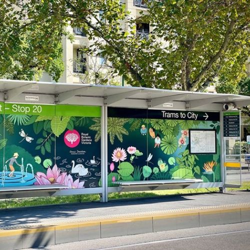 Botanical garden mural art for Tram Shelters on St. Kilda Road