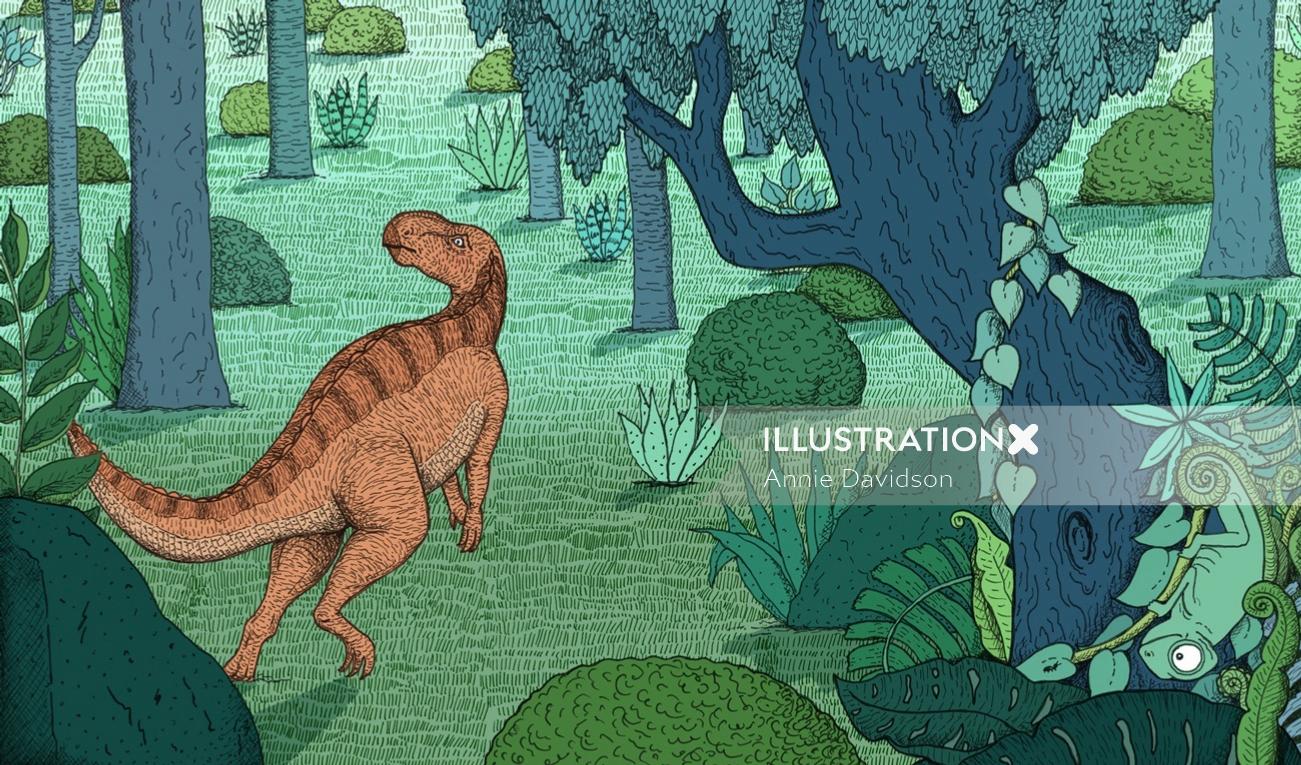 chameleon, hiding, dinosaurs, illustration, medibank