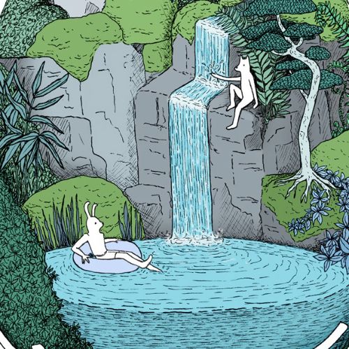 Waterfall terrarium limited edition illustration